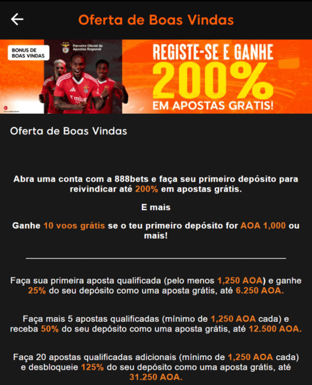 Bónus de boas-vindas 888bets