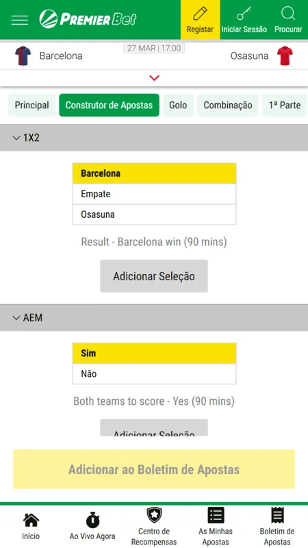 Bet Builder, Premier Bet