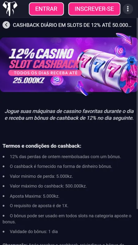 Cashback de 12%