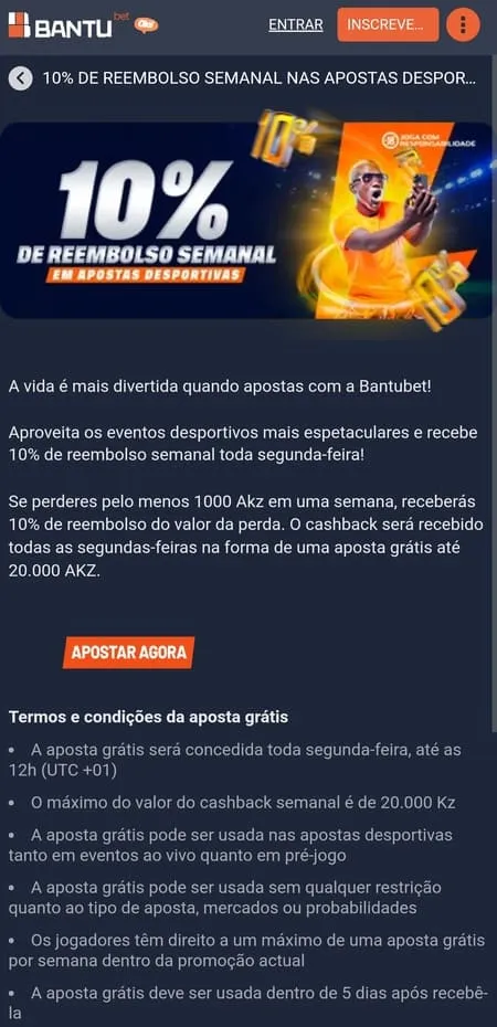 Reembolso Semanal da BantuBet