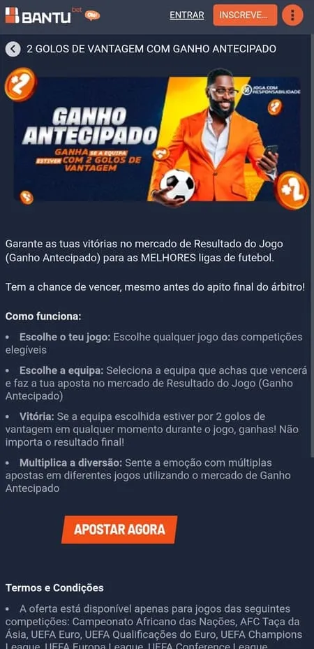 Ganho antecipado da Bantubet