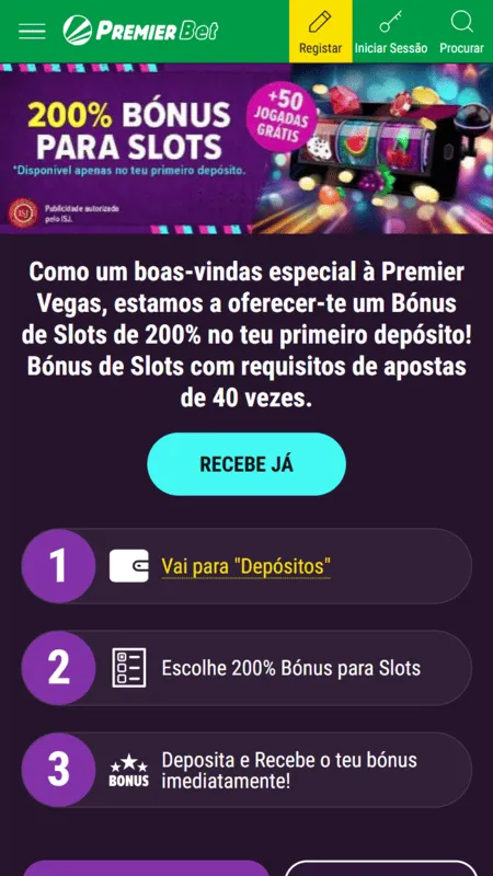 Bónus para slots da Premier Bet