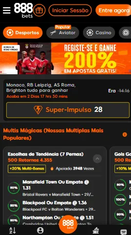 Bónus de boas vindas na 888bets