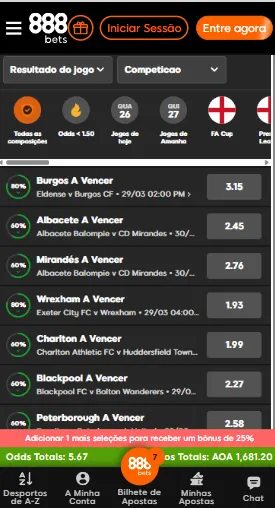 Recurso de aposta rápida na 888bets