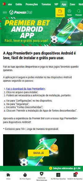 Guia passo a passo para baixar e instalar o aplicativo Premier Bet em dispositivos Android, com instruções de segurança.