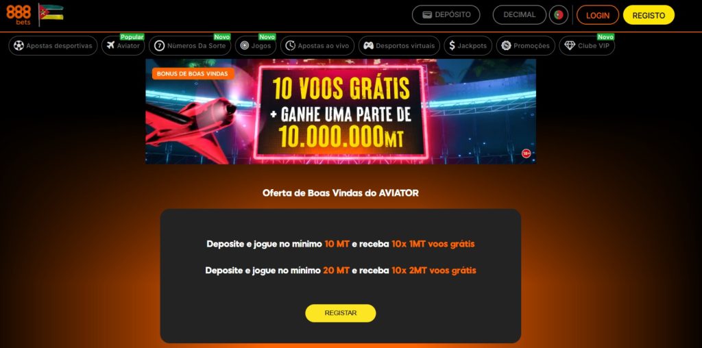 Oferta de voos grátis da 888bets