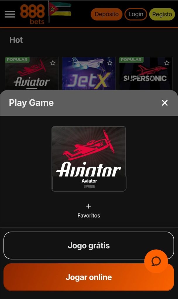 Opções para jogar Aviator na 888bets