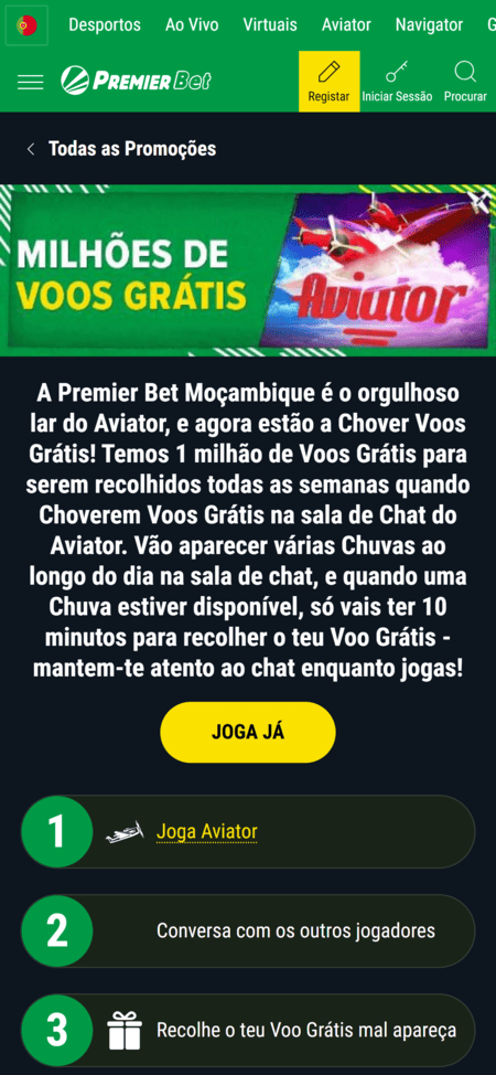 Promoção “Milhões de Voos Grátis no Aviator” na Premier Bet