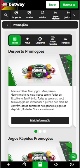 Promoções de desportos na Betway Moçambique