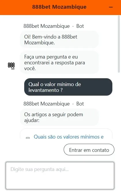 Suporte ao cliente da 888Bets