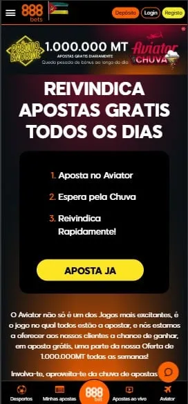 Oferta de apostas grátis para Aviator na 888Bets