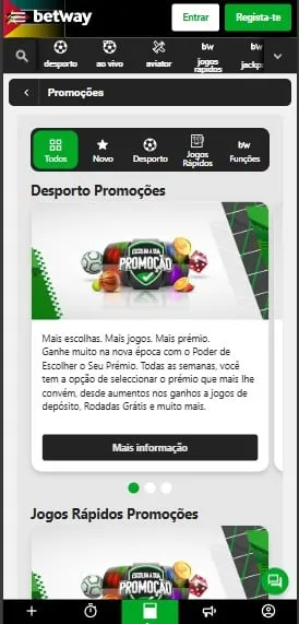 Promoções de desportos na Betway Moçambique