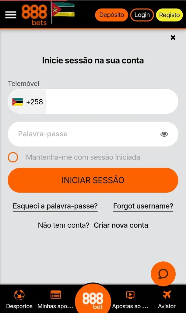 Tela inicial da 888bets
