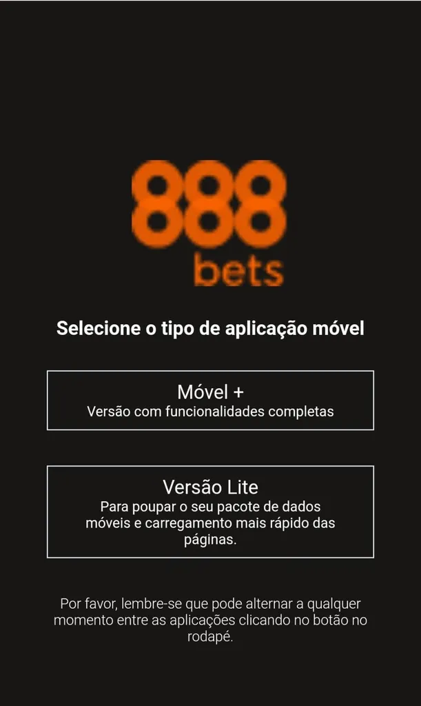 Aplicações móveis da 888bets