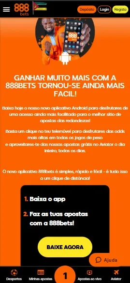 Tutorial para baixar app da 888Bets
