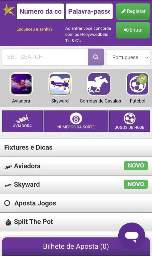 Tela inicial da Hollywoodbets Moçambique com destaque em jogos virtuais, apostas rápidas e ofertas promocionais adaptadas ao mercado local.