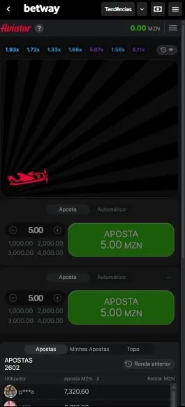 Jogo Aviator na Betway Moçambique