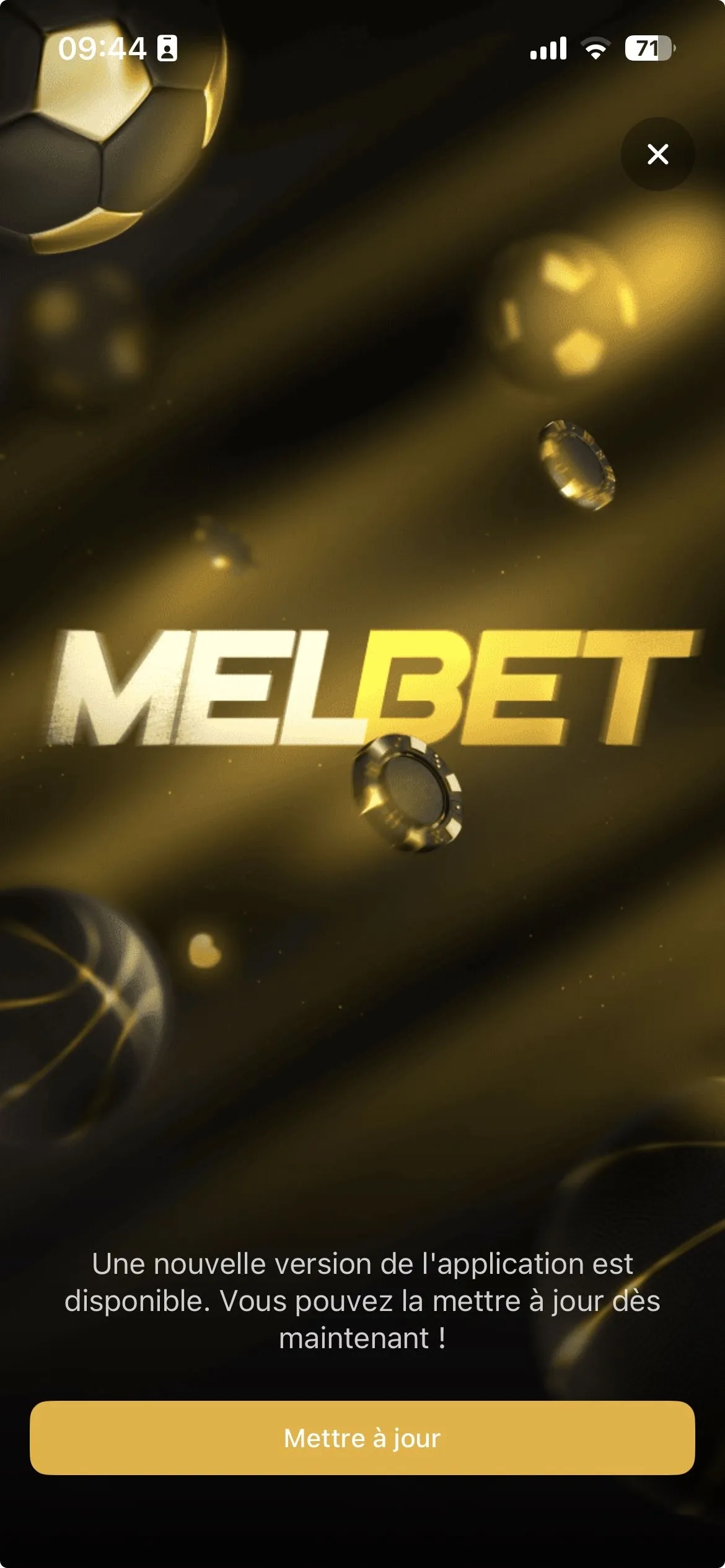 Confirmation inscription app ios MelBet