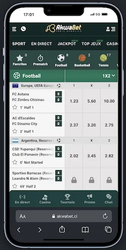 Notre opinion sur l'interface mobile Akwabet
