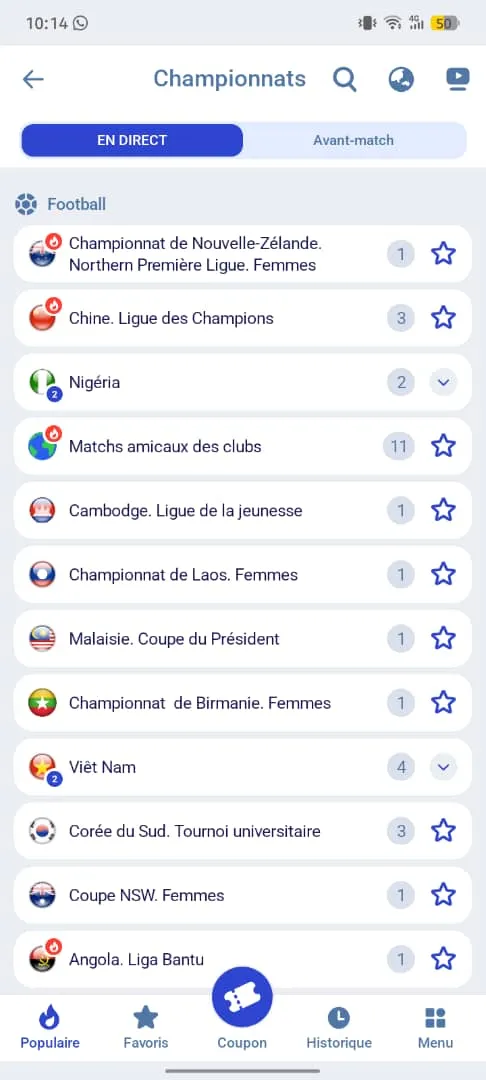 Matchs de foot en direct avec l'application Paripesa