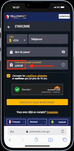 Code bonus Yellowbet