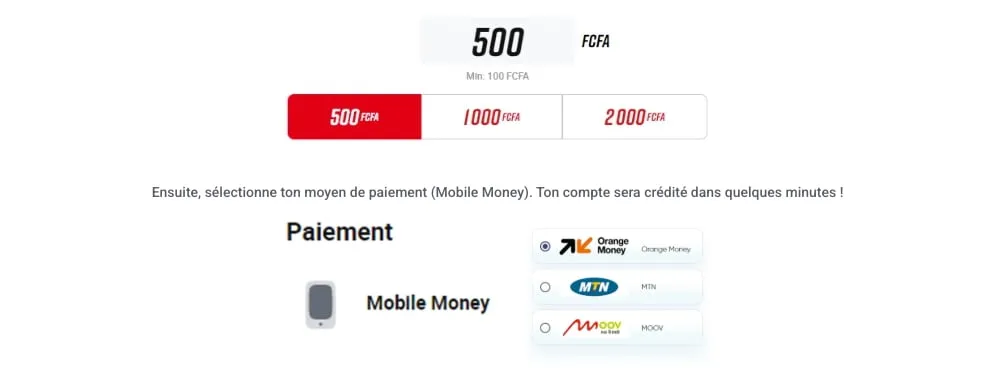 R&eacute;alisez un 1er d&eacute;p&ocirc;t apr&egrave;s votre enregistrement sur Betclic C&ocirc;te d'Ivoire