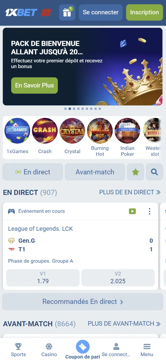 1xbet version mobile