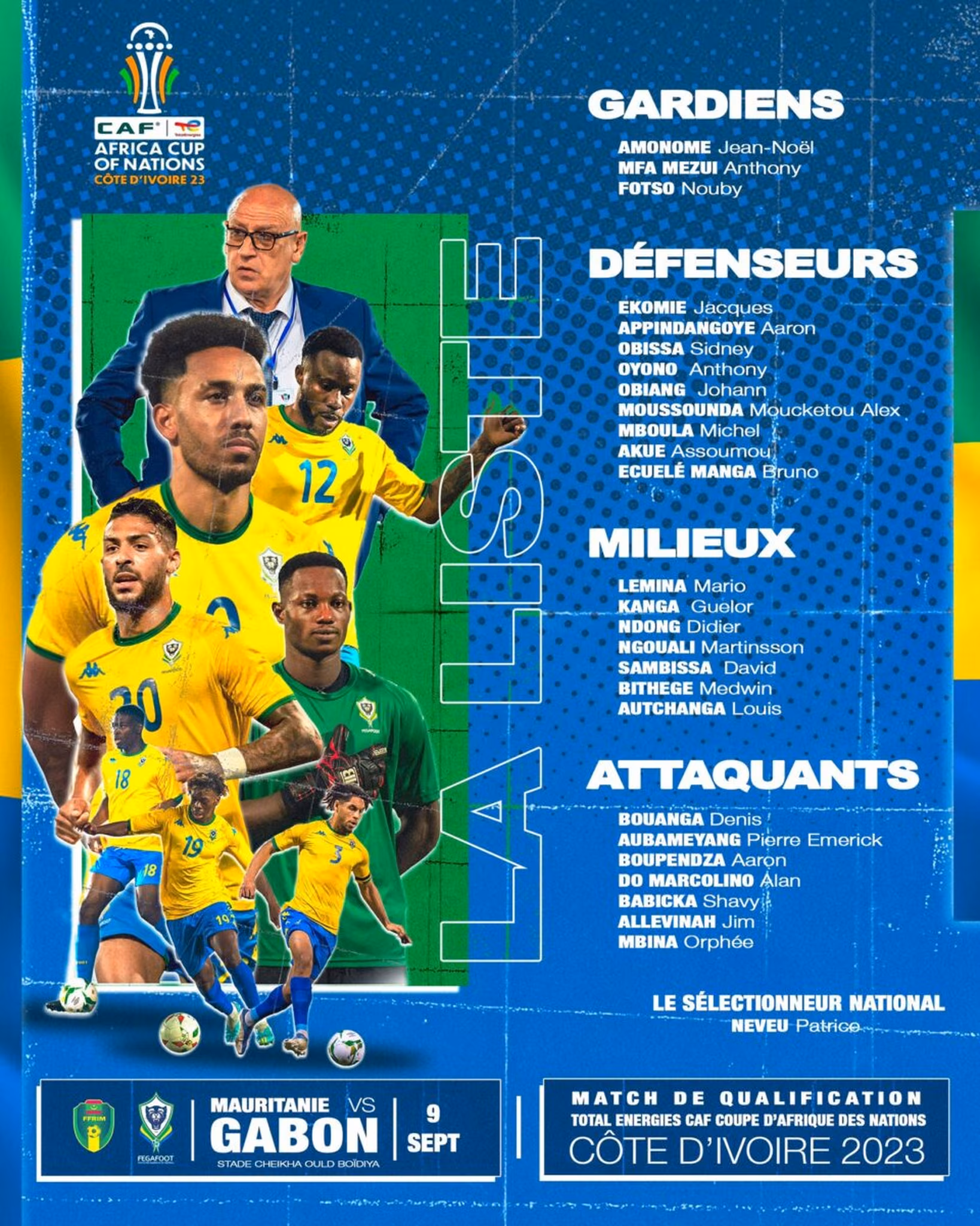 Liste du Gabon contre la Mauritanie