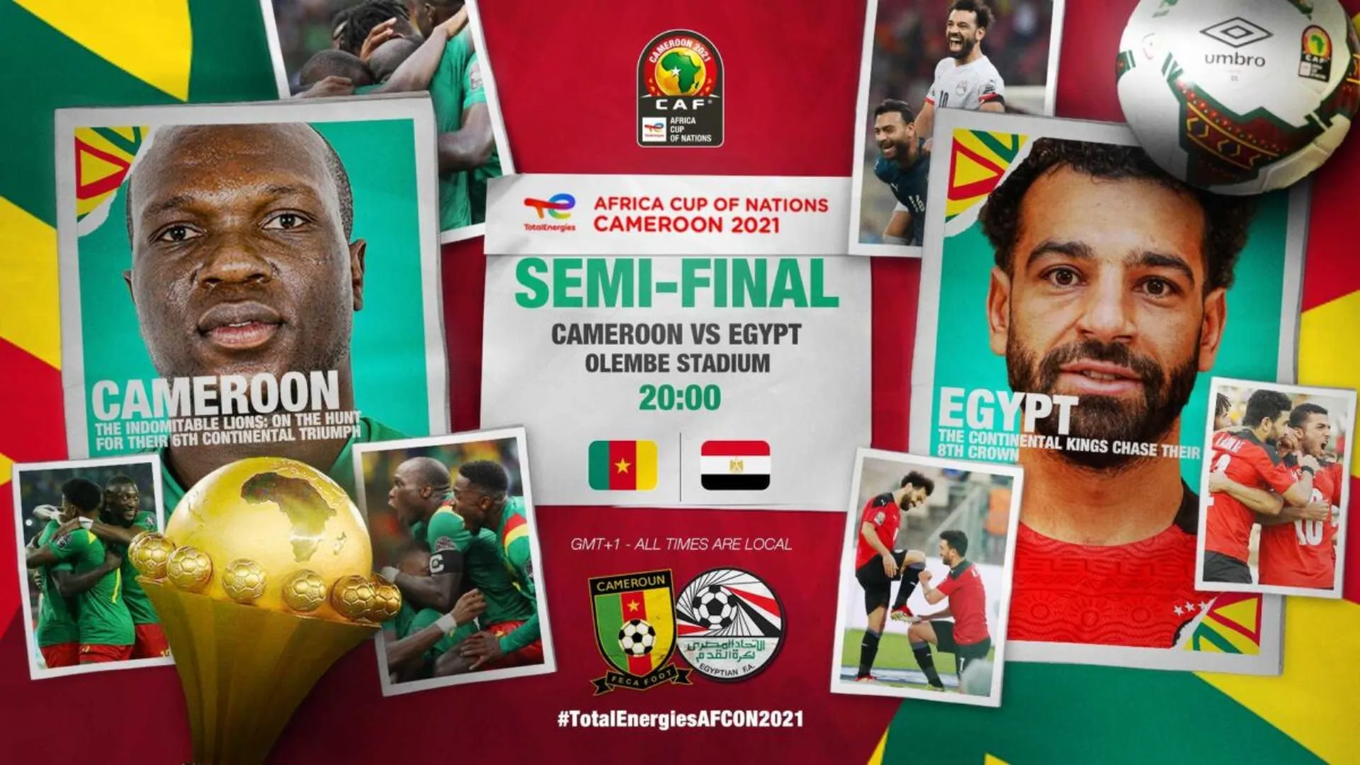 CAN 2021&nbsp;: Cameroun-Egypte, deux g&eacute;ants pour une place en finale