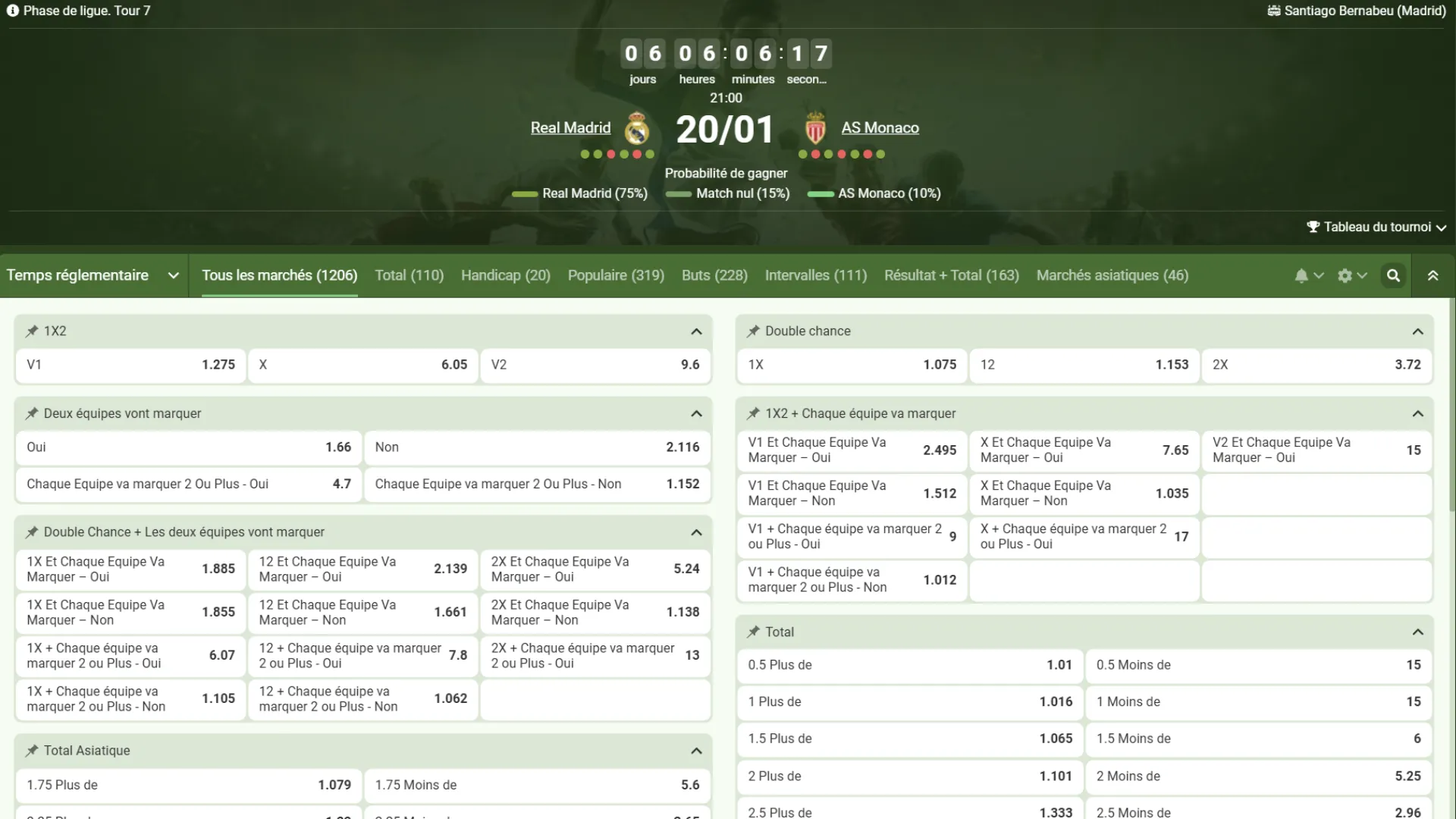 Code promo Linebet &ndash; pronostic plus de 2.5 buts Real Madrid vs Monaco en Ligue des Champions.