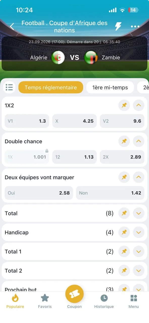 March&eacute;s de paris disponibles sur MelBet