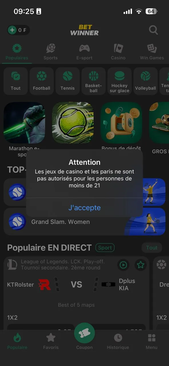S&eacute;curit&eacute; BetWinner : plateforme interdite aux mineurs
