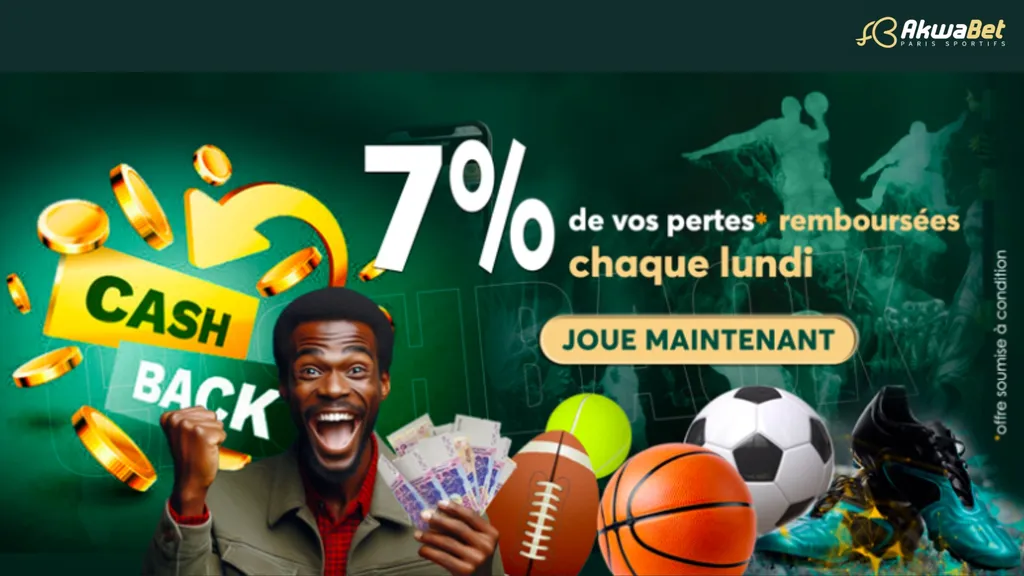 Gagnez 7 % de cashback sur vos paris sportifs grâce au code bonus Akwabet.