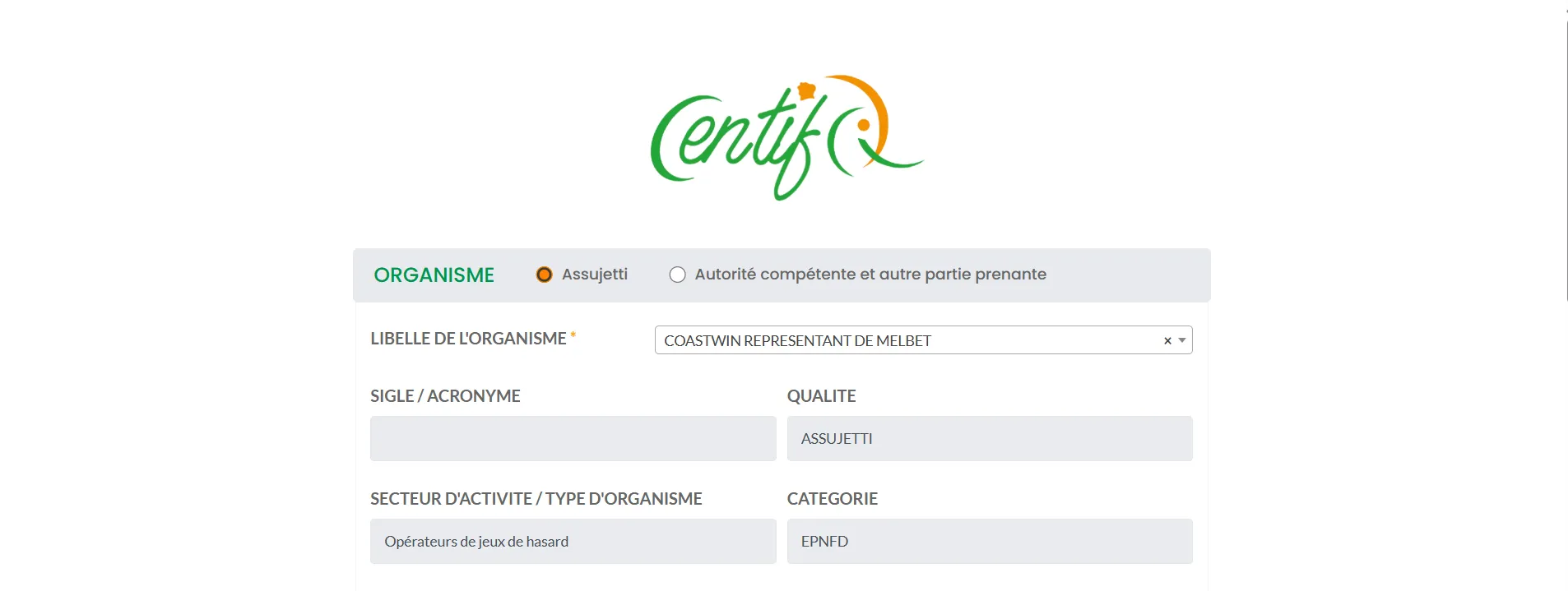 MelBet sous le nom Coastwin aupr&egrave;s de la CENTIF pour la licence en C&ocirc;te d'Ivoire. 