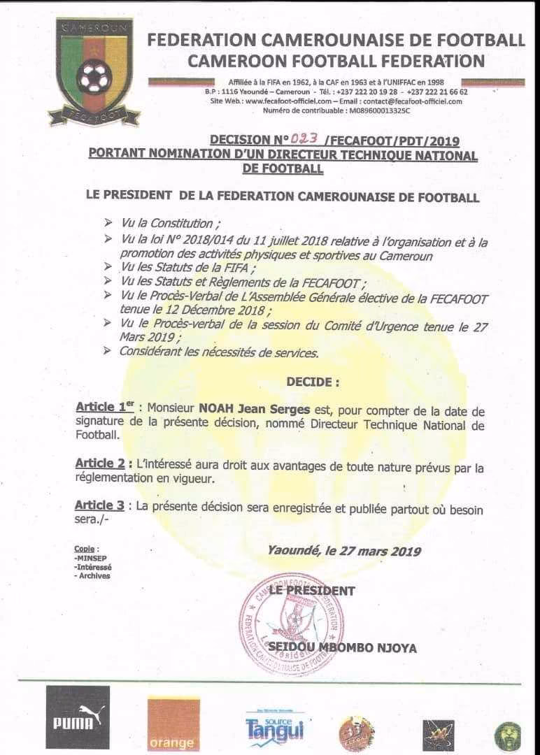 Cameroun&nbsp;: le cousin de Yannick Noah nomm&eacute; DTN