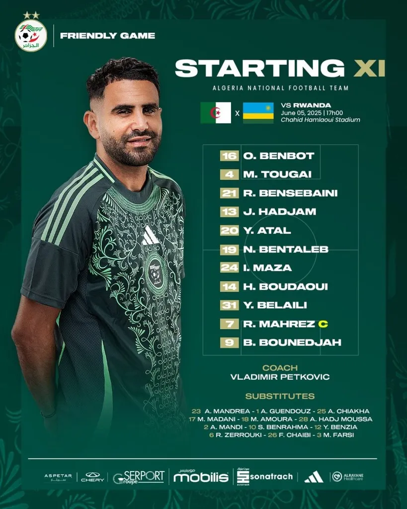 Compo d&rsquo;Alg&eacute;rie contre Rwanda