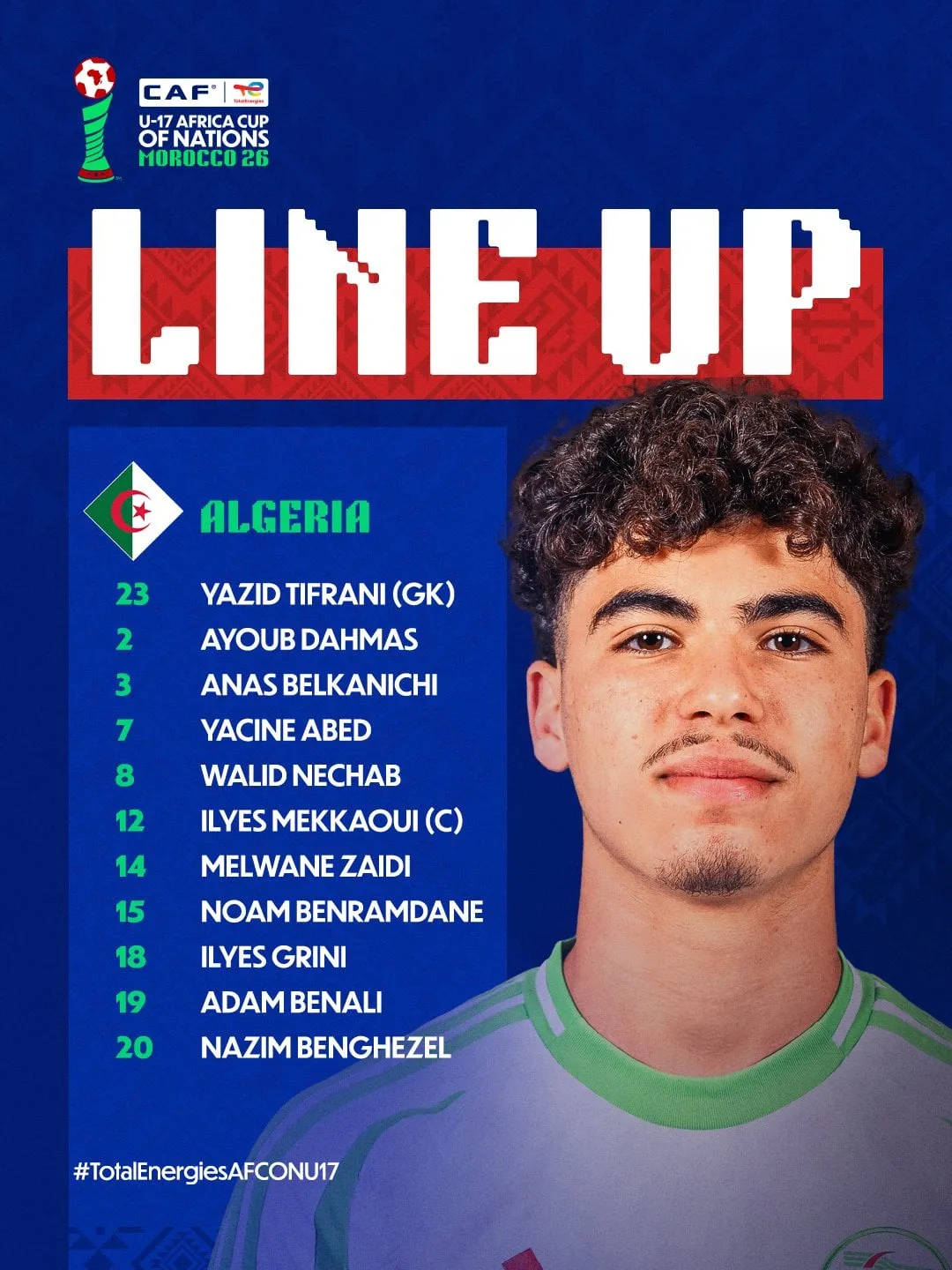 Compo Alg&eacute;rie U17 contre Afrique du Sud