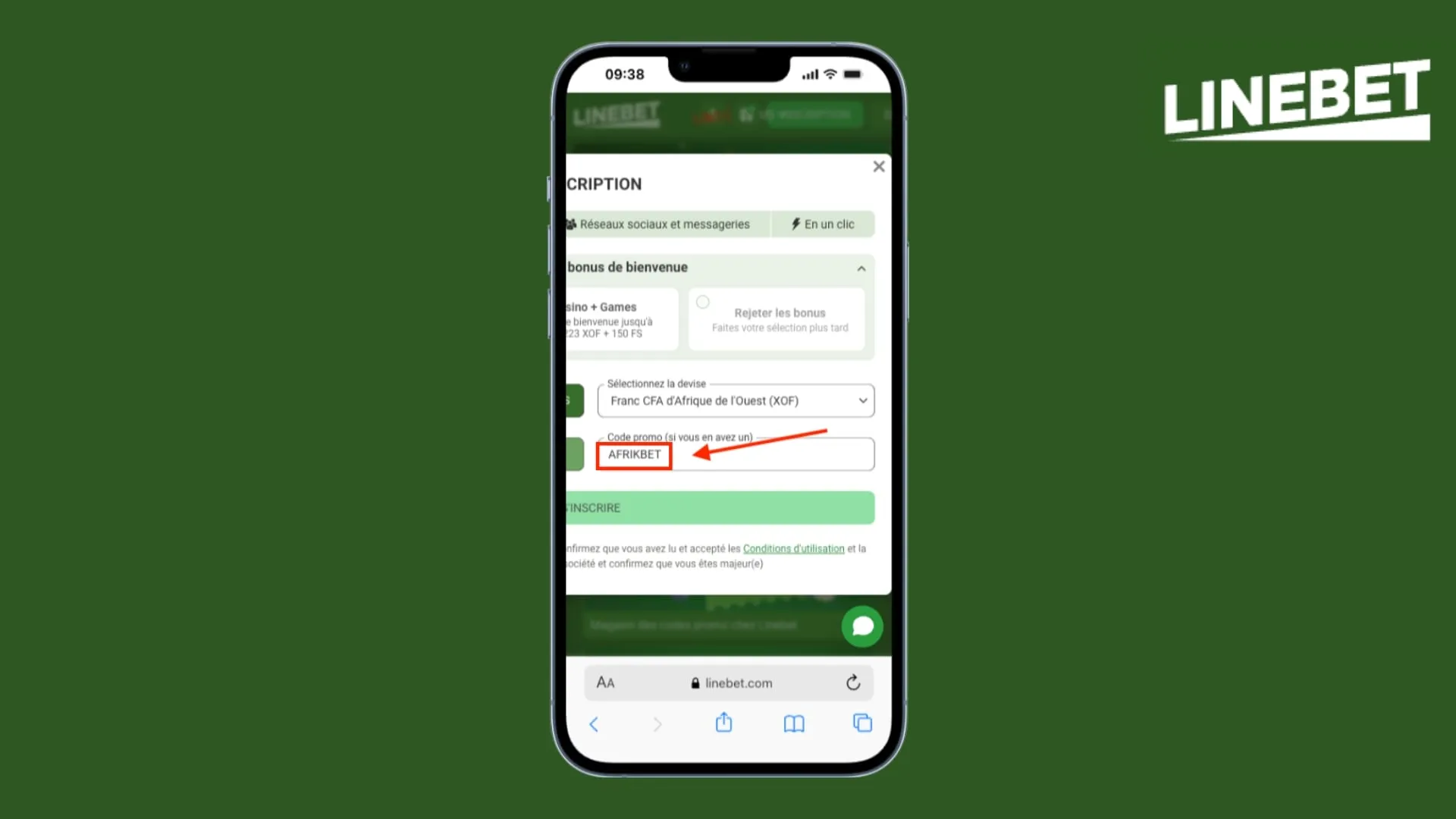 Faites votre inscription sur l'app Linebet