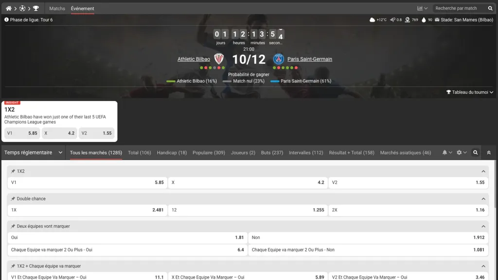 Jouez sur Bilbao-PSG avec le code promo Megapari