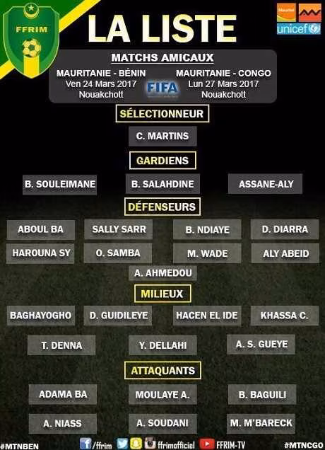 Mauritanie : Adama Ba de retour en s&eacute;lection !