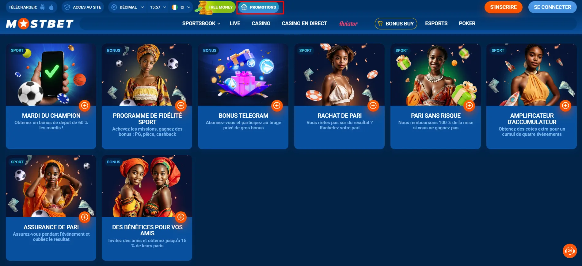 Promotions disponibles sur Mostbet apr&egrave;s inscription du code promo AFMOST