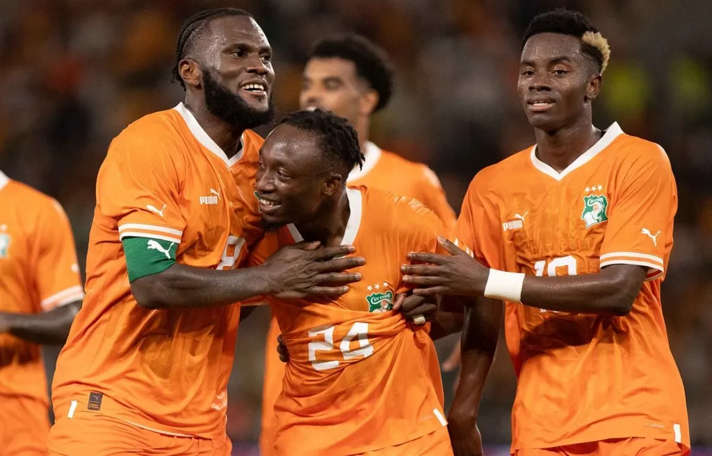 Franck Kessi&eacute;, B&eacute;nie Traor&eacute;, Simon Adingra, C&ocirc;te d'Ivoire