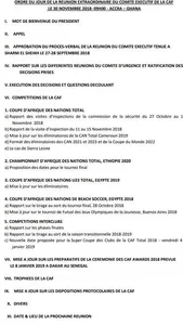 CAF : le programme du comité exécutif de vendredi