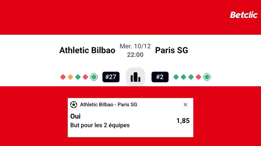 Parier sur le match Bilbao-PSG avec le code promo Betclic Cote d'Ivoire 
