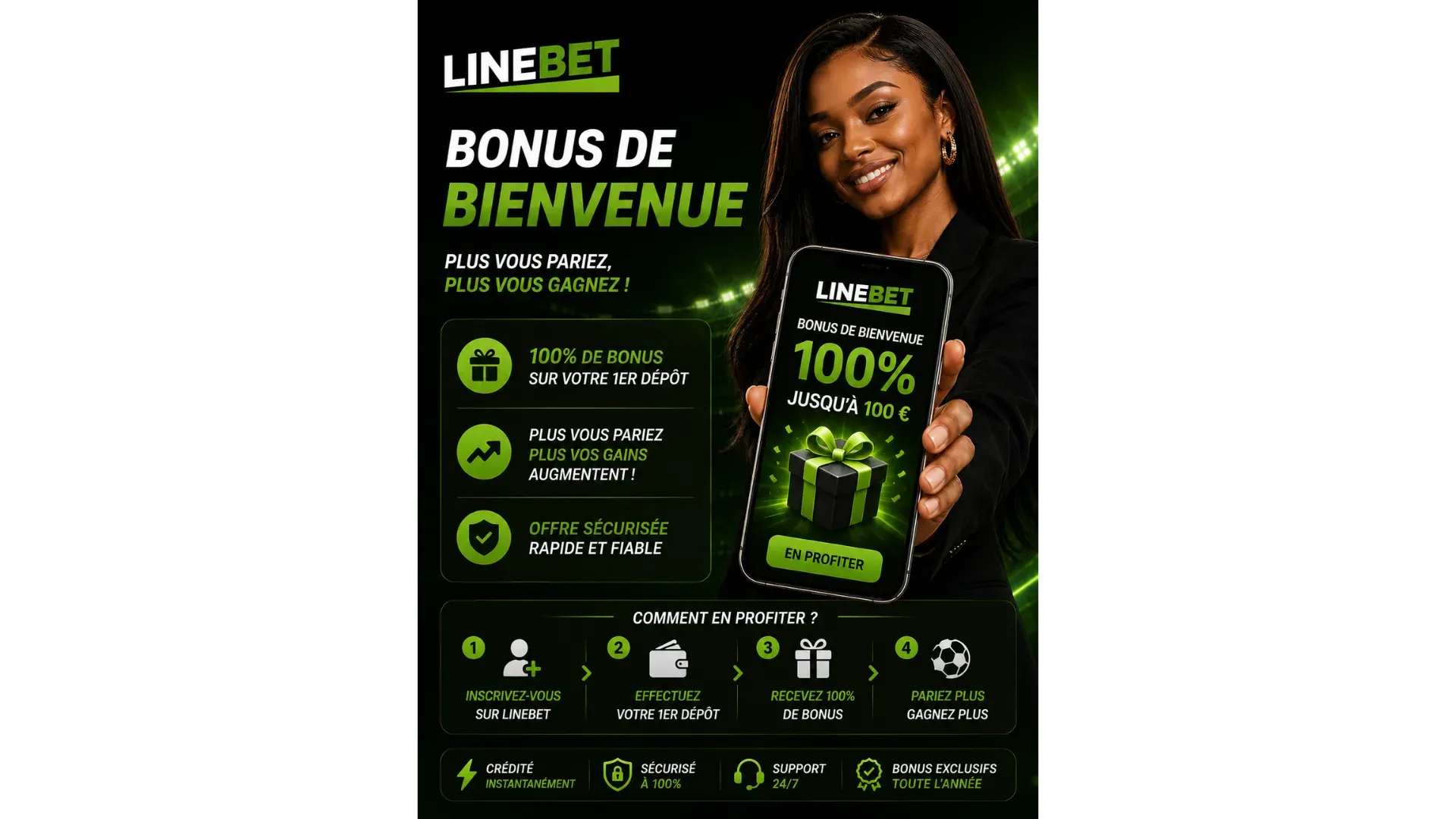 Bonus de bienvenue Linebet Sport et Casino disponible avec le code promo AFRIKBET