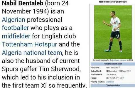 Tottenham : Le compte Wikip&eacute;dia de Bentaleb pirat&eacute;