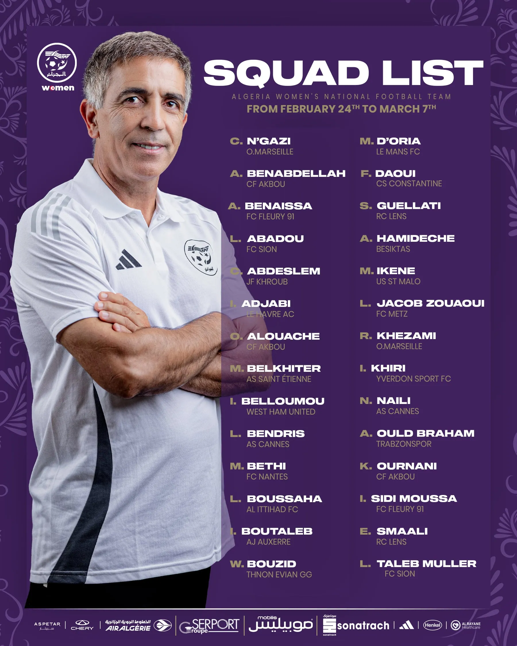 Liste Algerie feminin