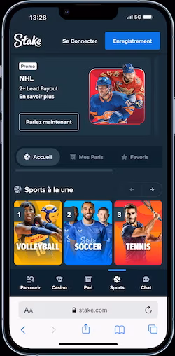 Catalogue des paris sportifs Stake avec football, tennis, F1, MMA et e-sport