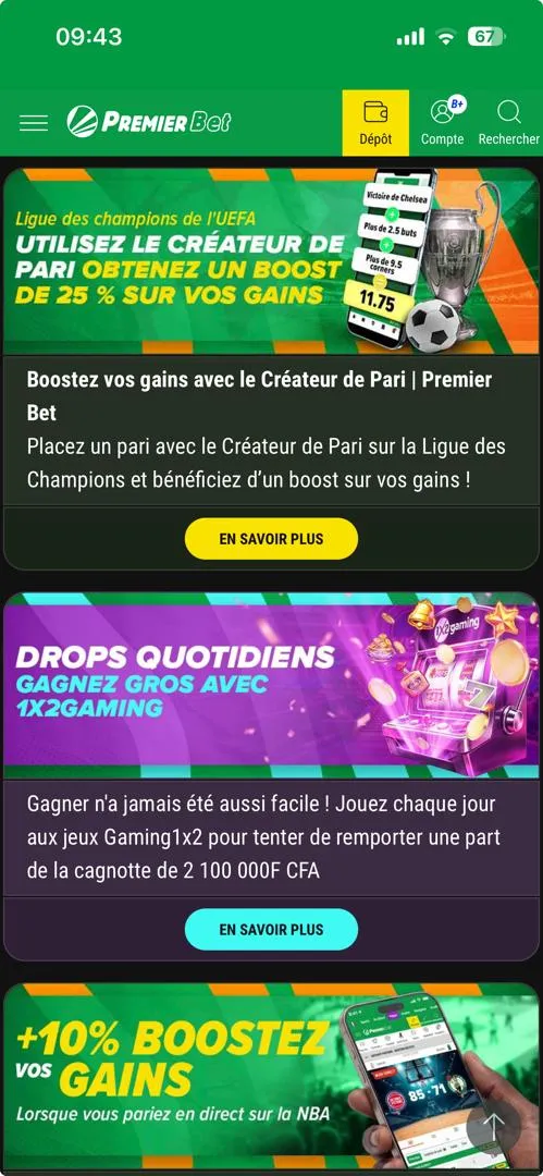Les promotions disponibles sur Premier Bet
