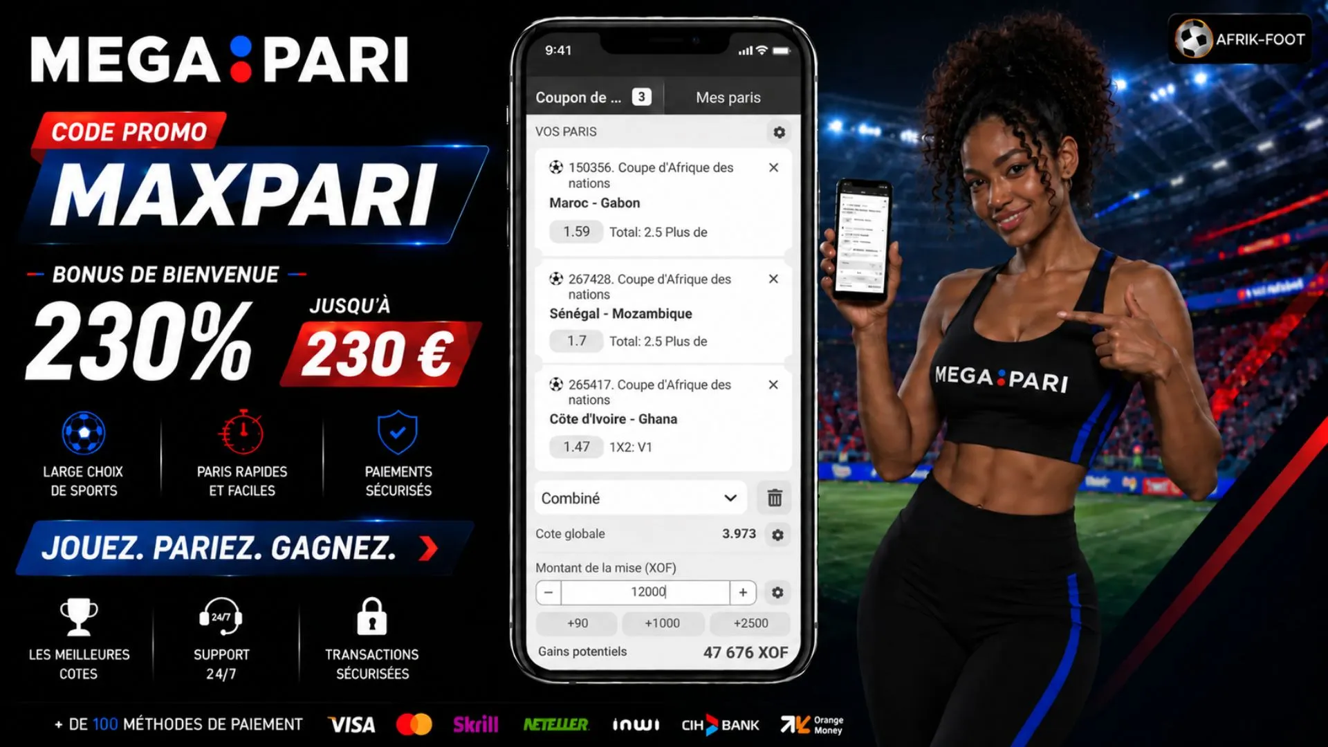 code promo Megapari MAXPARI qualifications CAN 2027 combin&eacute; pronostic